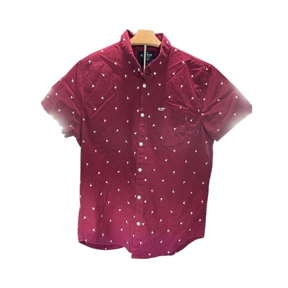 Hollister Mens Epic Flex Stretch Shirt L Palm Tree Print - Picture 1 of 13